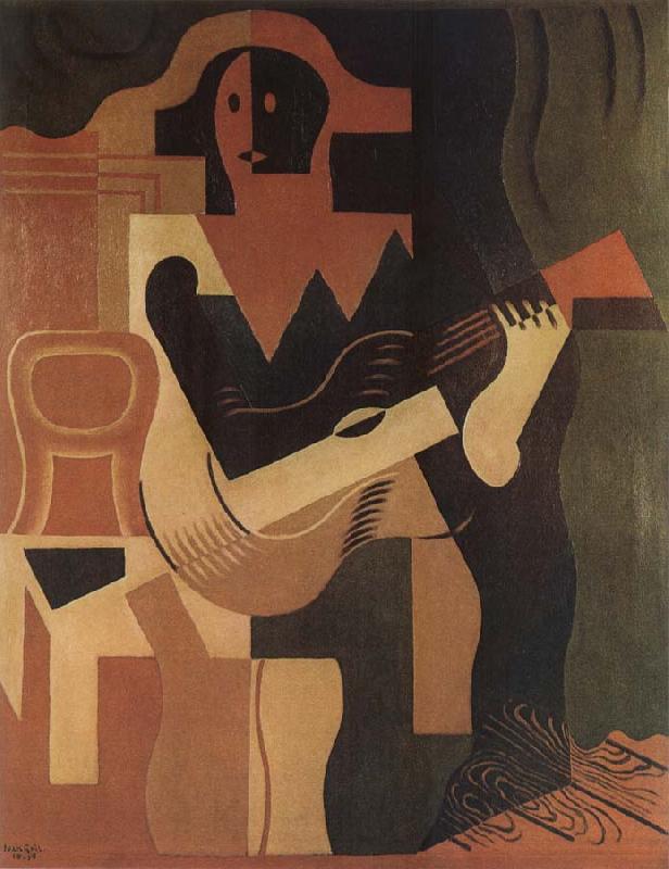 Juan Gris The clown playing Guitar